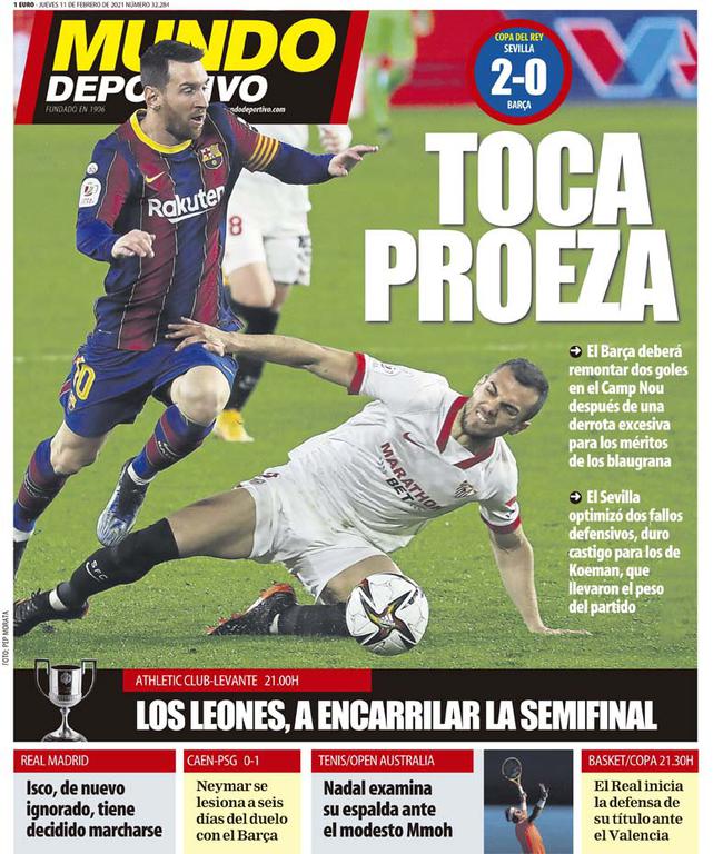 巴萨相信能翻盘 2年前相同比分曾逆转塞维利亚