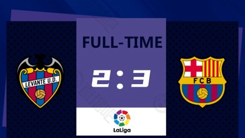 西甲-巴萨三后卫送点L-德容绝杀 巴萨3-2逆转莱万特